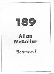 1990 Select AFL Stickers #189 Allan McKellar Back